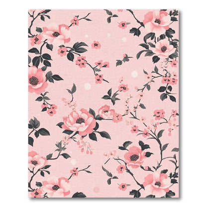 Pink Floral Branches Soft Blossom Rug