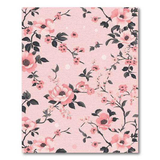 Pink Floral Branches Soft Blossom Rug