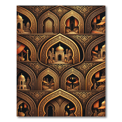 Golden Arches Market Scene Rug
