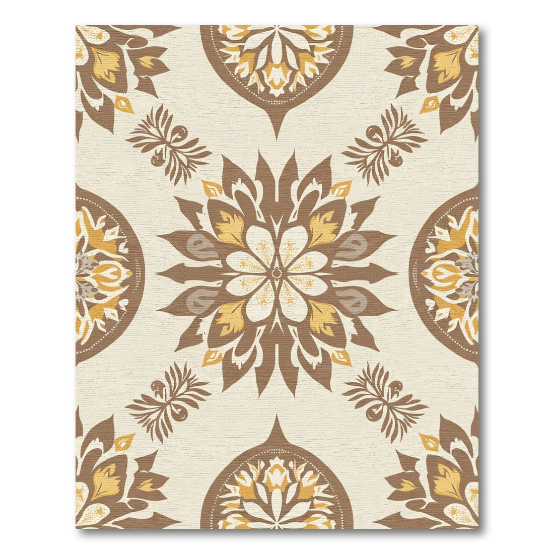 Earthy Leaf Medallion Blossom Arrangement Rug