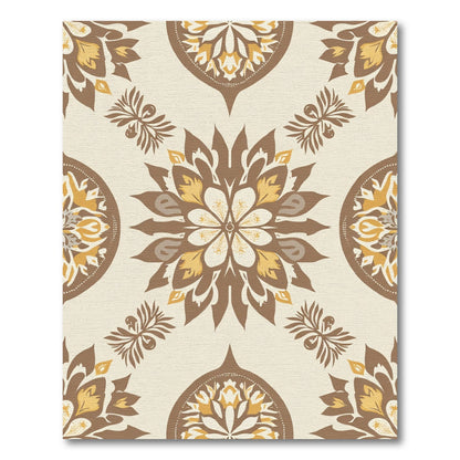 Earthy Leaf Medallion Blossom Arrangement Rug