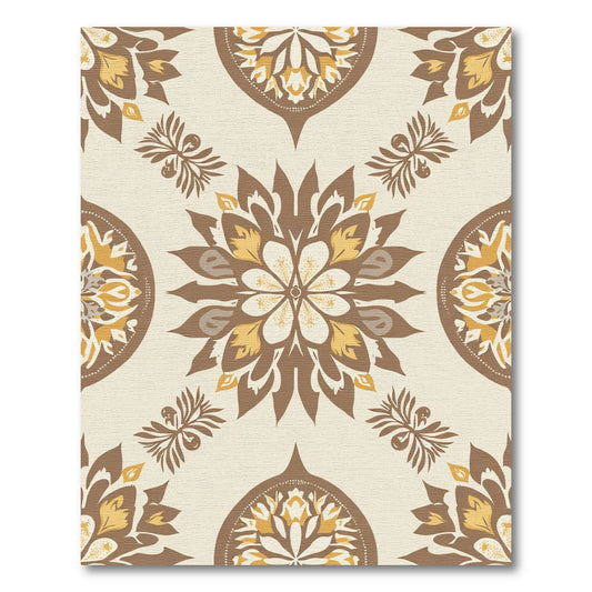 Earthy Leaf Medallion Blossom Arrangement Rug