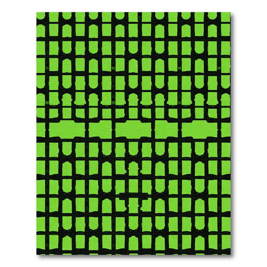 Electric Green Lattice Grid Rug