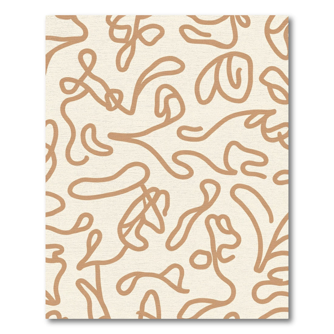 Cream Tan Abstract Swirl Line Rug
