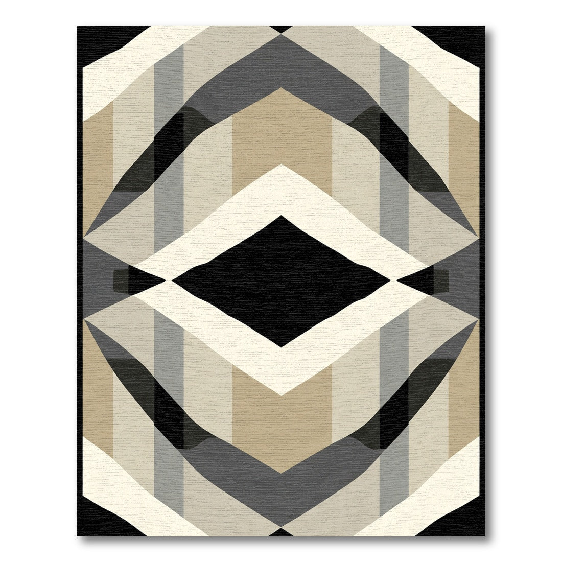 Neutral Geometric Diamond Weave Rug