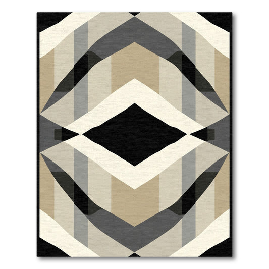 Neutral Geometric Diamond Weave Rug