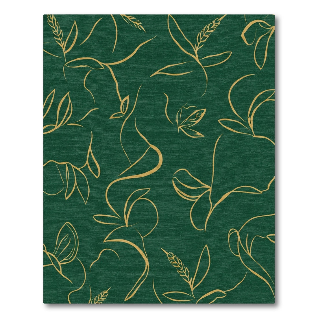 Emerald Green Botanical Line Art Rug