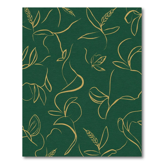 Emerald Green Botanical Line Art Rug