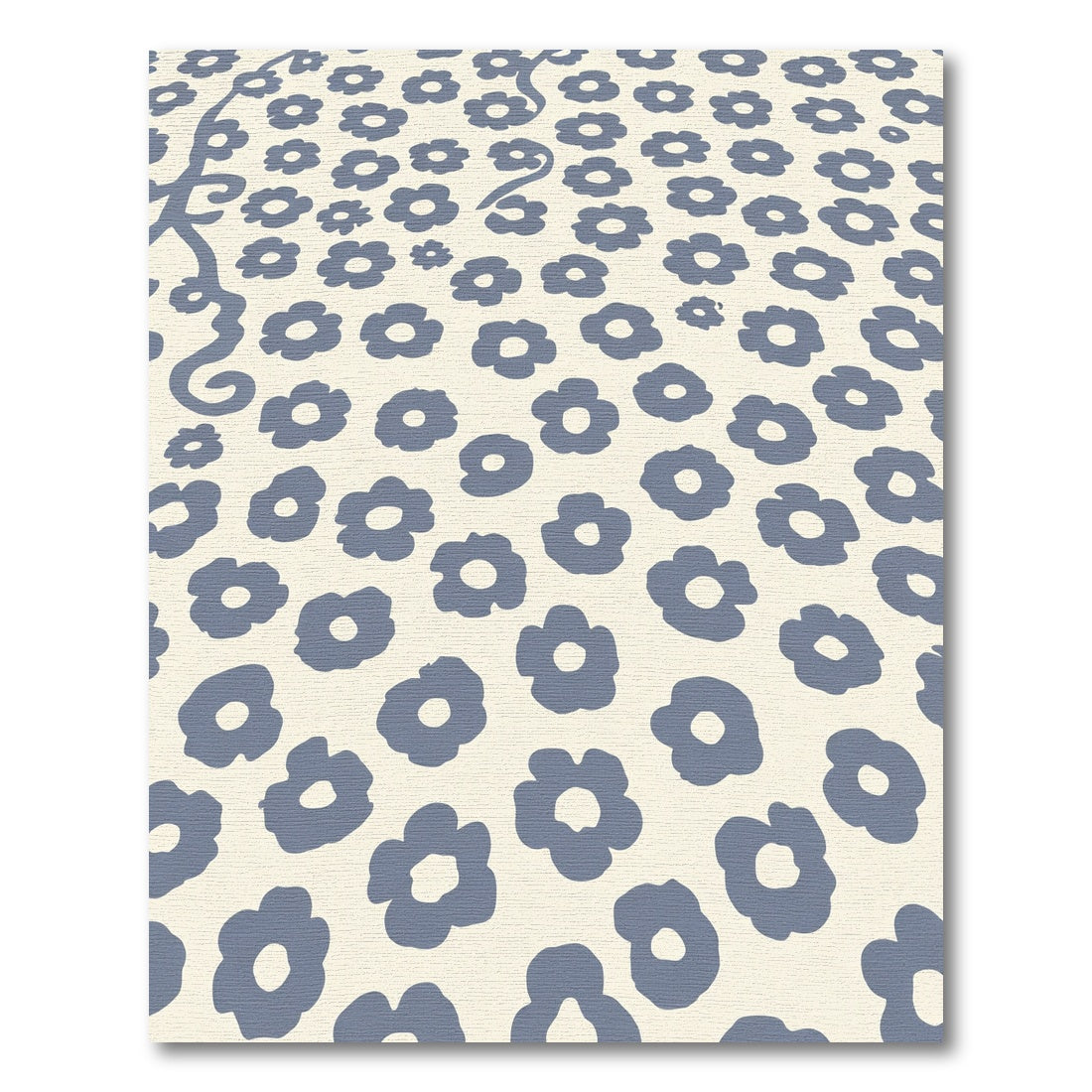Cream Blue Modern Floral Scatter Rug