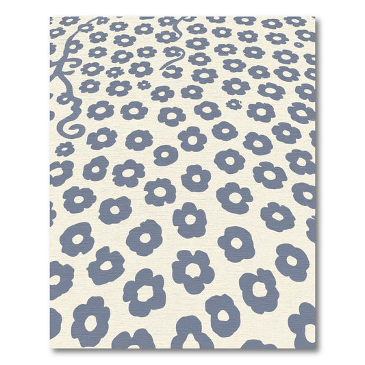 Cream Blue Modern Floral Scatter Rug