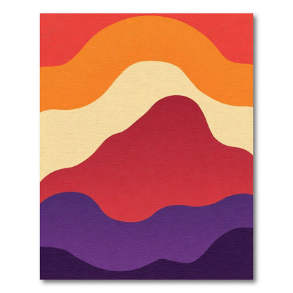 Warm Retro Wavy Layers Rug