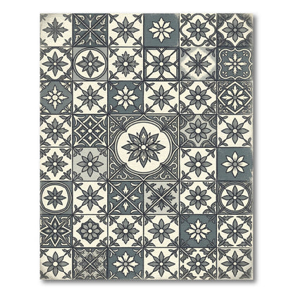 Vintage Gray Floral Medallion Tiles Rug