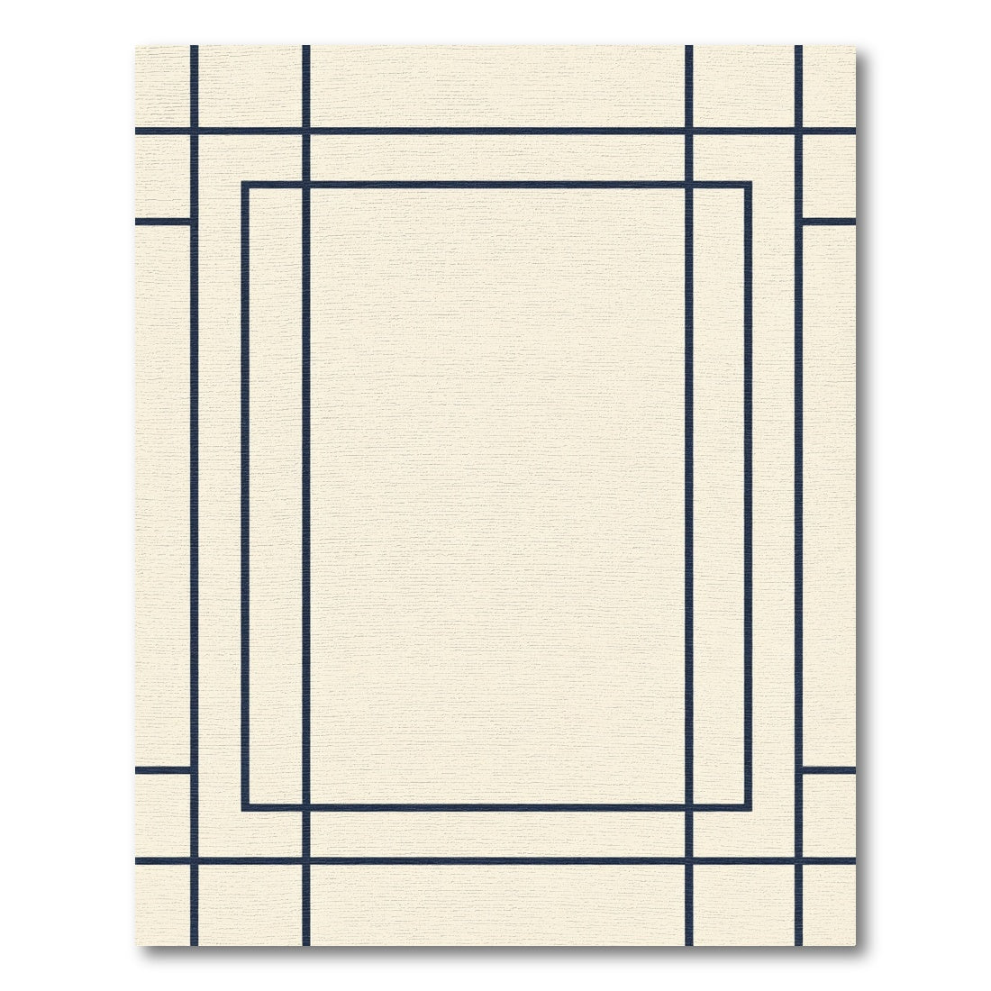 Cream and Navy Geometric Grid Rug