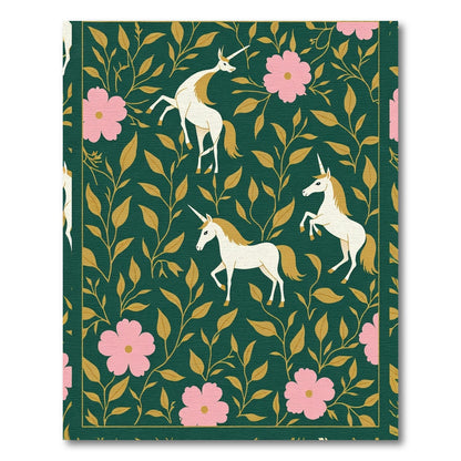 Enchanted Emerald Garden Unicorn Bloom Rug