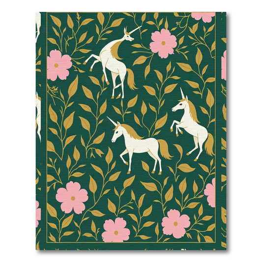 Enchanted Emerald Garden Unicorn Bloom Rug