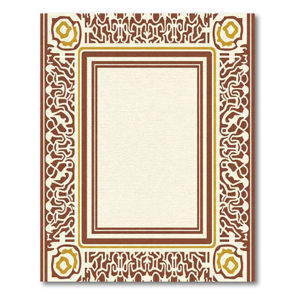 Rich Brown Golden Floral Border Rug