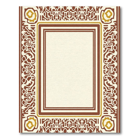 Rich Brown Golden Floral Border Rug