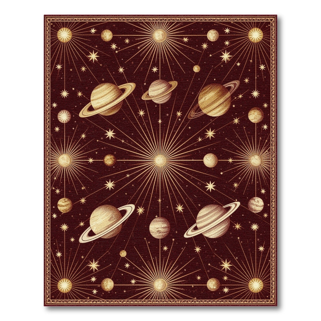 Vintage Celestial Planets Area Rug