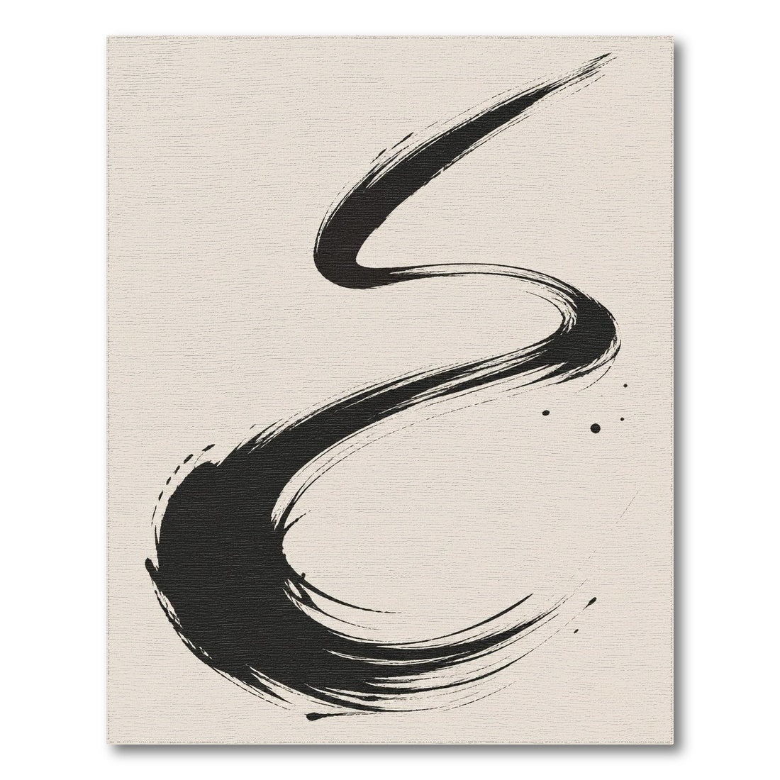 Abstract Area Abstract Black Brushstroke Area Rug