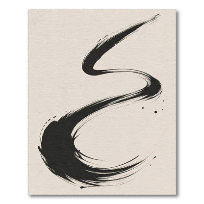 Abstract Area Abstract Black Brushstroke Area Rug