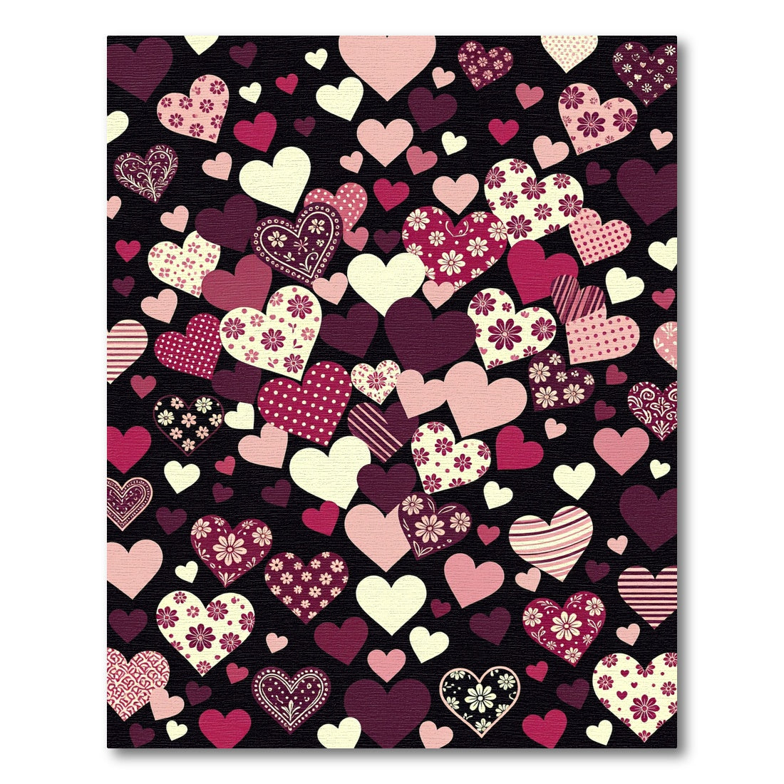 Heart Medley Crimson Flower Heart Rug
