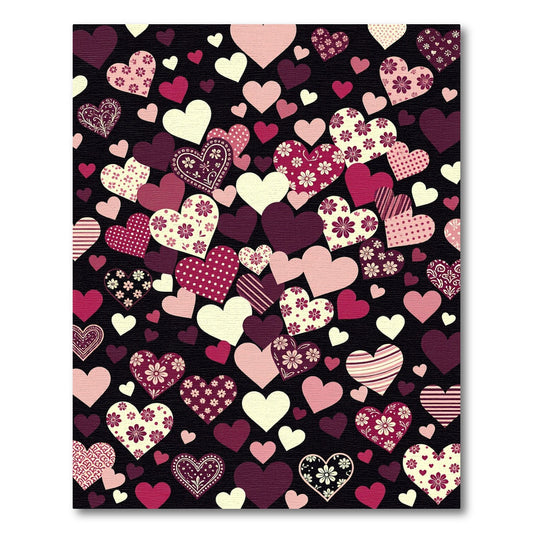 Heart Medley Crimson Flower Heart Rug