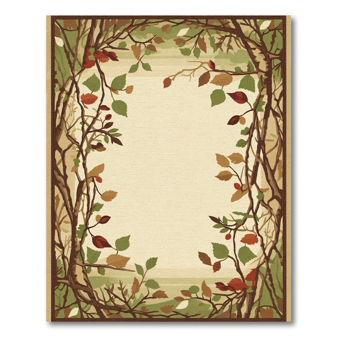 Autumn Woodland Arch Botanical Vines Rug