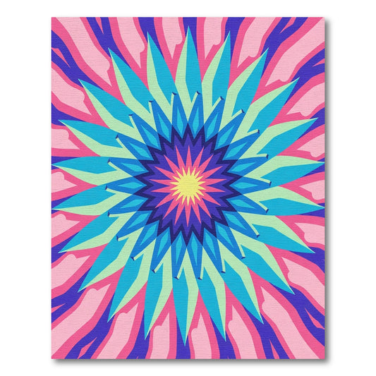 Radiant Colorful Starburst Flower Rug