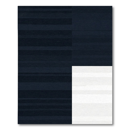 Dark Blue White Horizontal Stripe Rug
