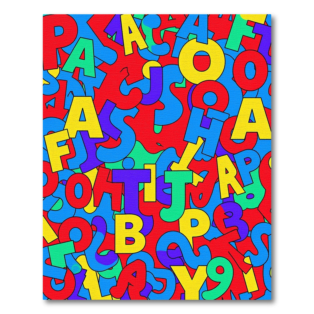 Bold Primary Alphabet Collage Rug