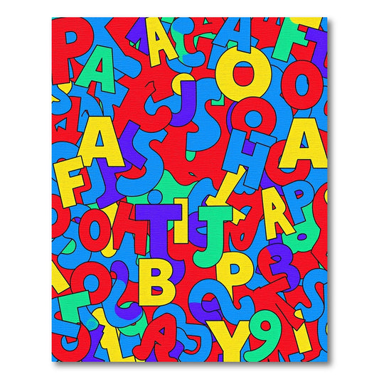 Bold Primary Alphabet Collage Rug