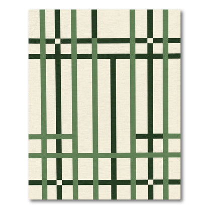 Green Cream Intersecting Lines Rug