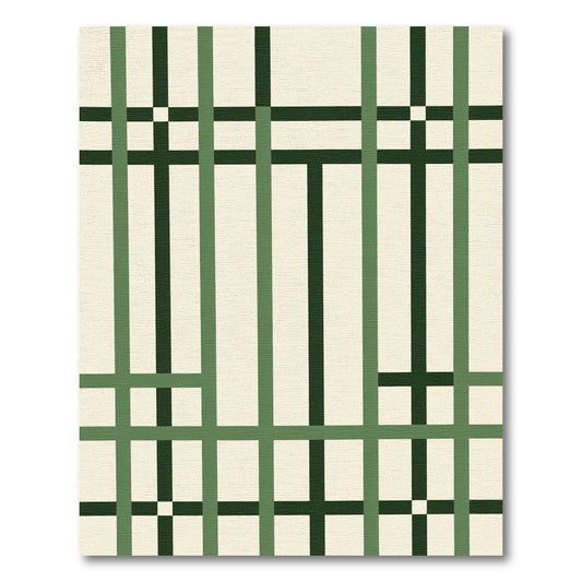 Green Cream Intersecting Lines Rug