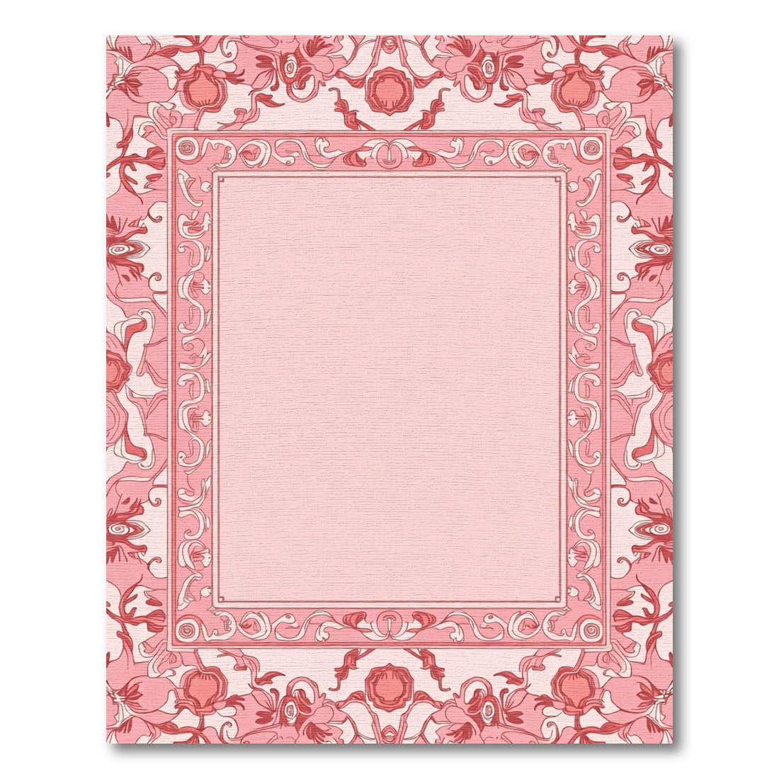 Feminine Coral Floral Scroll Square Rug