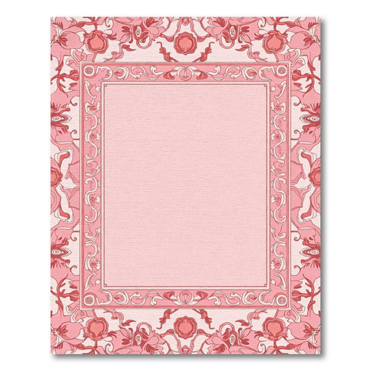 Feminine Coral Floral Scroll Square Rug