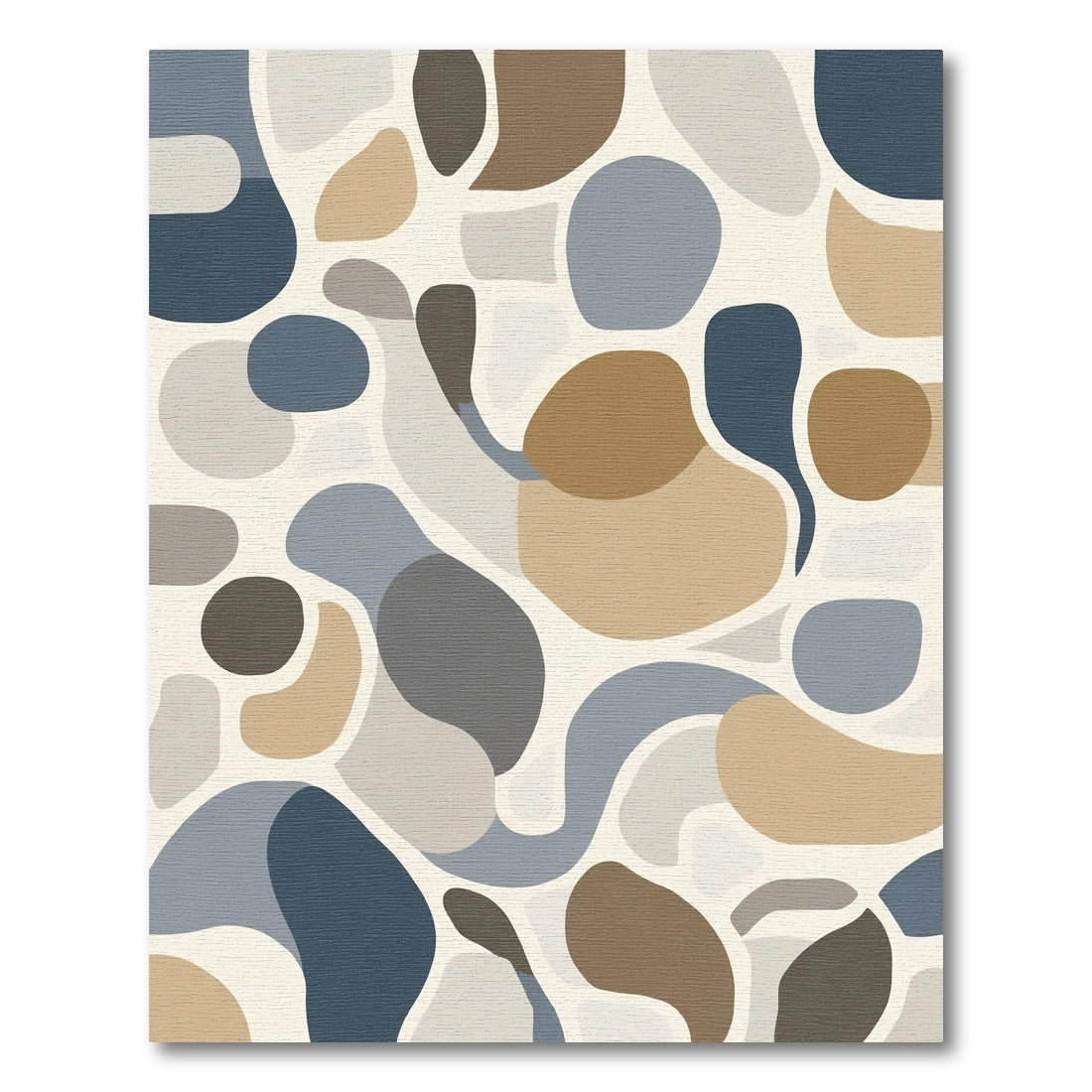 Abstract Tan Blue Gray Shapes Rug