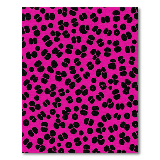 Vivid Pink Black Abstract Bloom Texture Rug