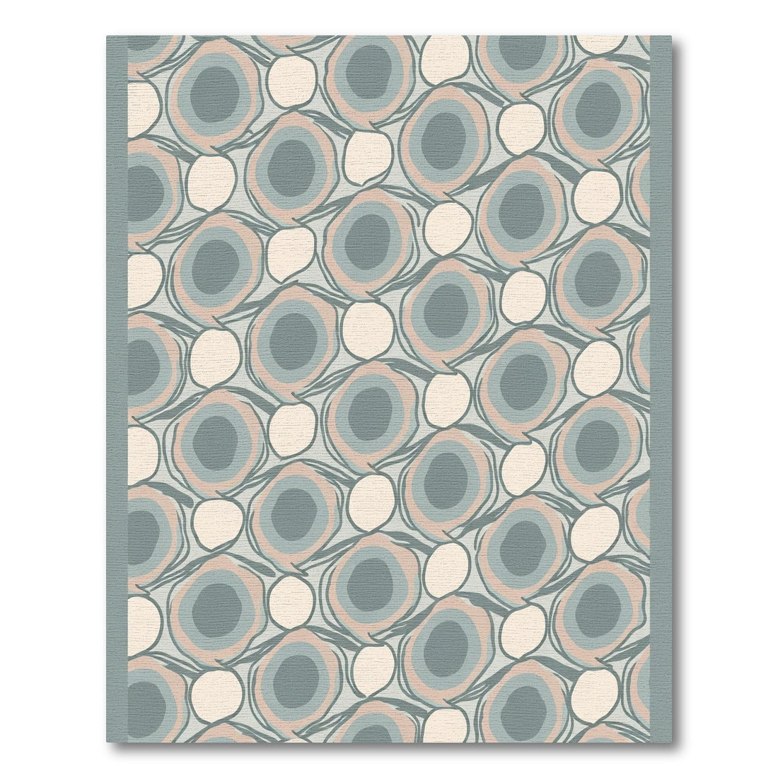 Pale Blue Pink Concentric Circles Rug