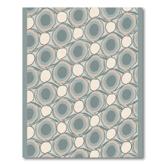 Pale Blue Pink Concentric Circles Rug