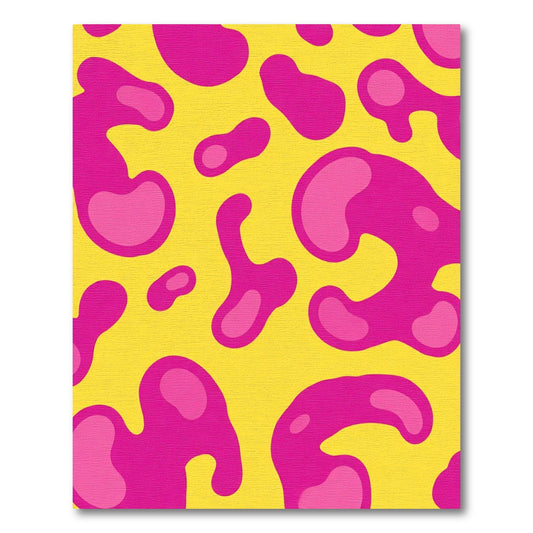 Bright Pink Blob Yellow Abstract Rug
