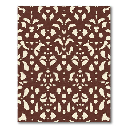 Brown Cream Abstract Scroll Rug