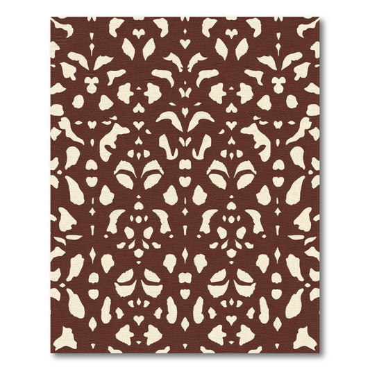 Brown Cream Abstract Scroll Rug