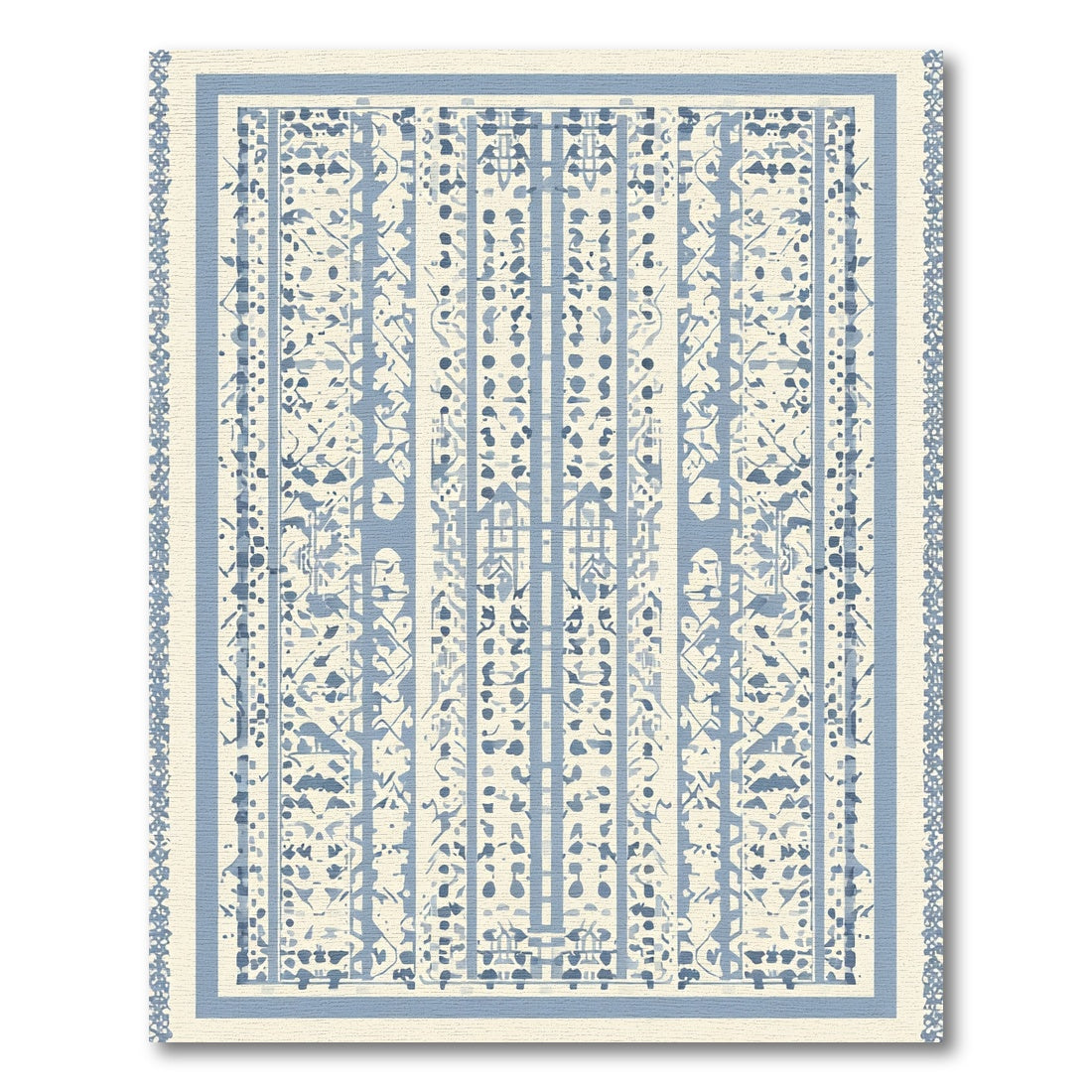 Soft Blue Vertical Banded Abrasion Rug