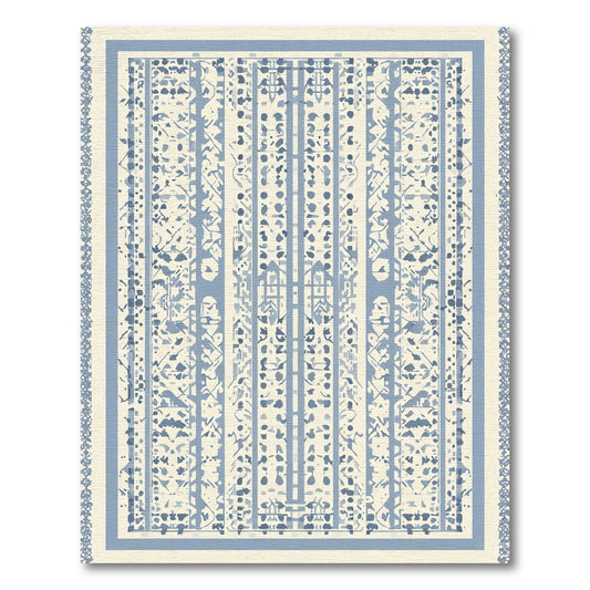 Soft Blue Vertical Banded Abrasion Rug