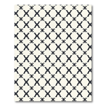 Cream Black Lattice Trellis Rug