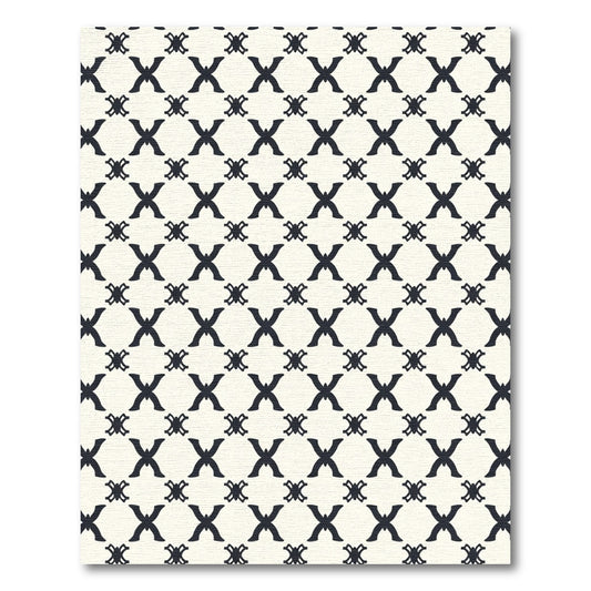 Cream Black Lattice Trellis Rug