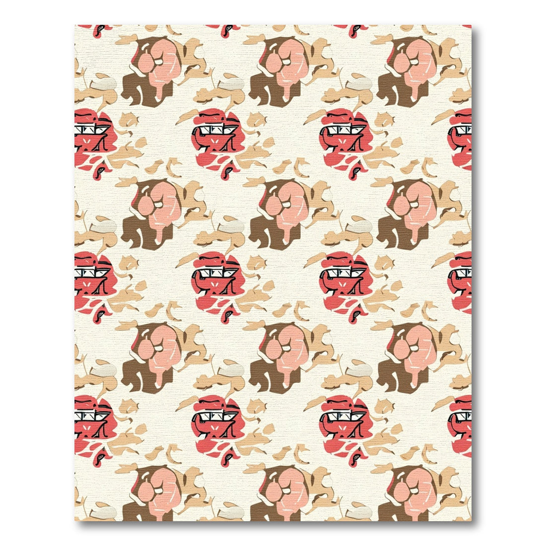 Abstract Red Pink Brown Organic Shapes Rug