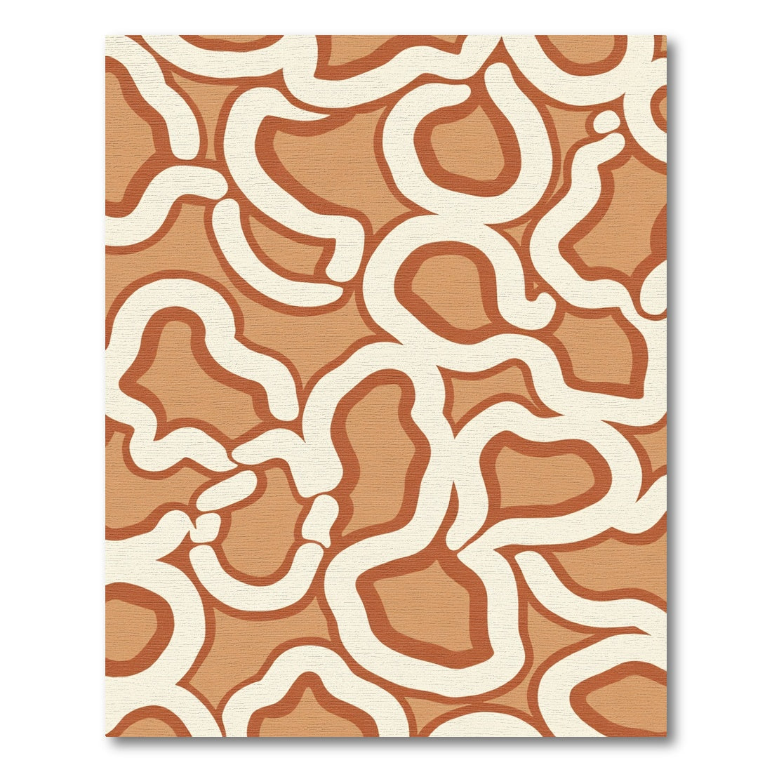 Terracotta Cream Abstract Organic Swirl Rug