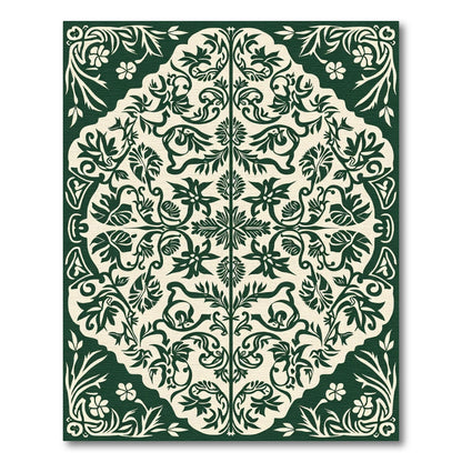 Forest Green Botanical Scrollwork Rug