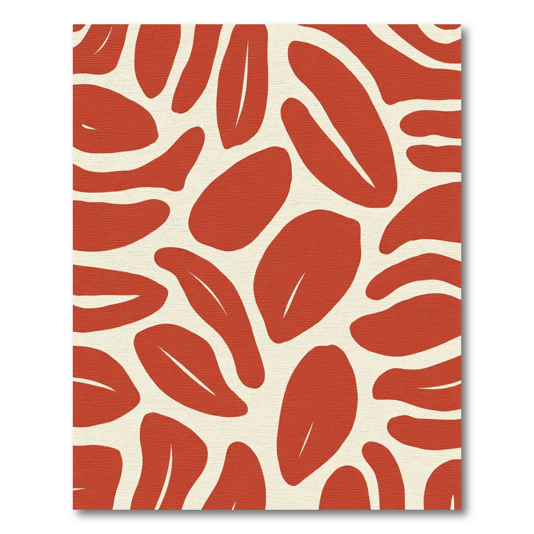 Red Abstract Organic Leaf Rug